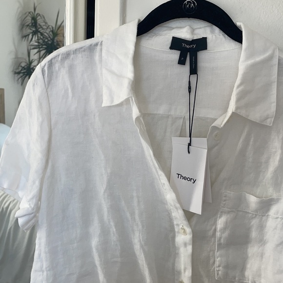 Theory linen white shirt Hekanina size small /P - Picture 2 of 4